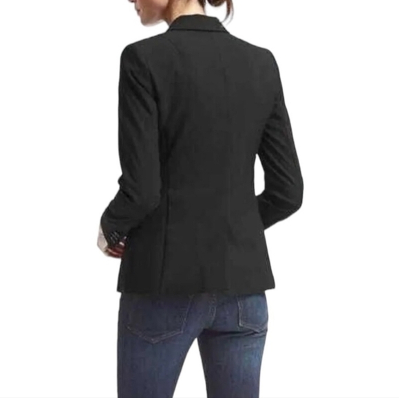 Long Italian Wool-Blend Blazer, Size 0 - Picture 3 of 16